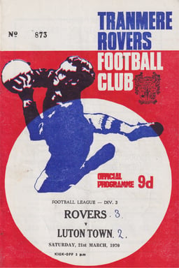 Tranmere Rovers v Luton Town Match Programme 1970-03-21